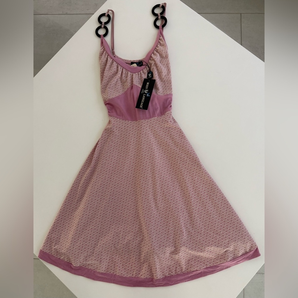 Body Language Paris Spaghetti White&Pink Sexy Women Casual Dress Size M
